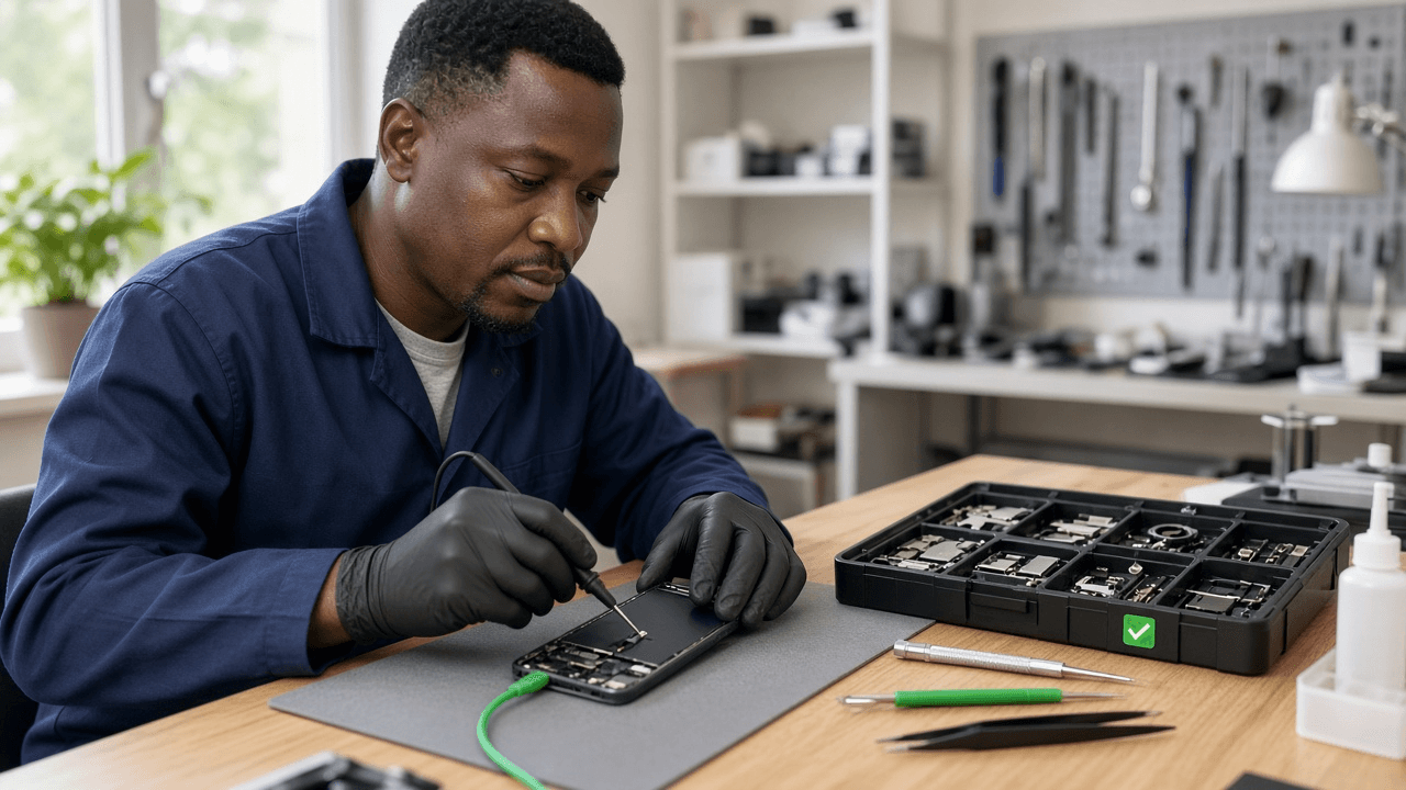 Comment Sikili reconditionne un smartphone (process atelier)